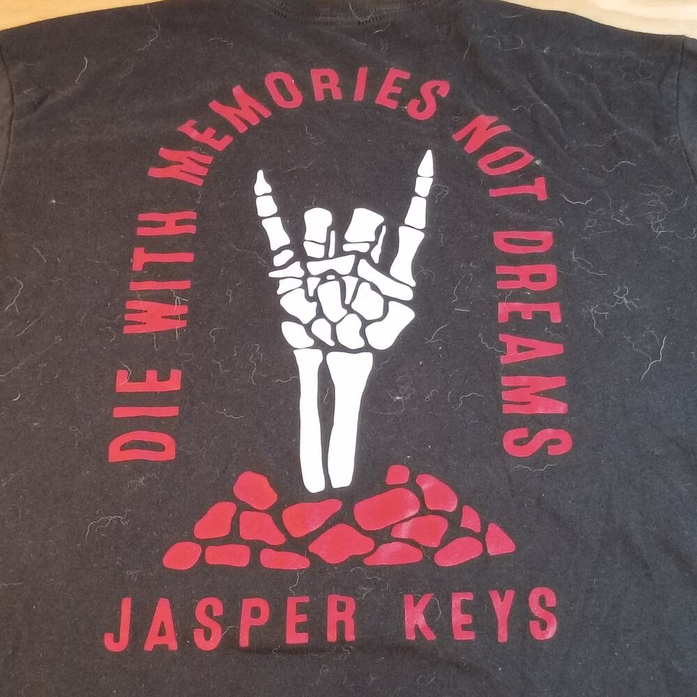 Jasper Keys T-Shirt Mens L Black Die With Memories Not Dreams Skeleton Hand